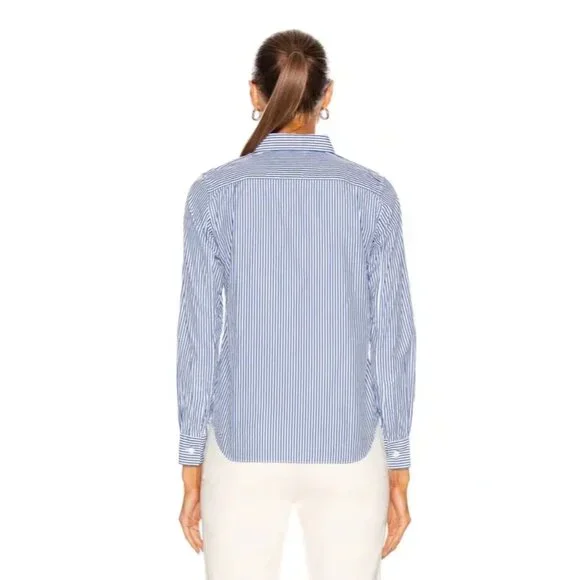 Comme Des Garçons PLAY Navy Blue White Striped Button Front Up Shirt